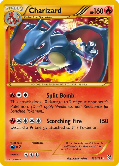 Charizard card, number 136/135, Rare Secret
