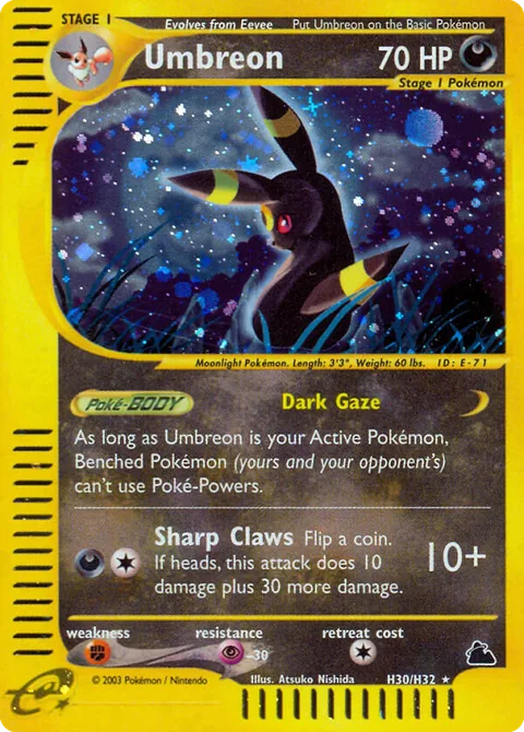 Umbreon card, number H30, Rare Holo
