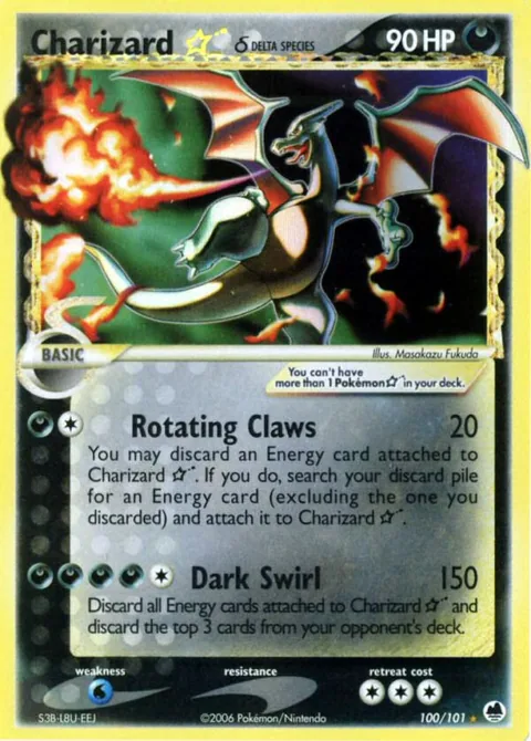 Charizard ★ δ card, number 100/101, Rare Holo Star