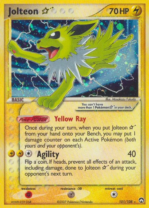 Jolteon ★ card, number 101/108, Rare Holo Star