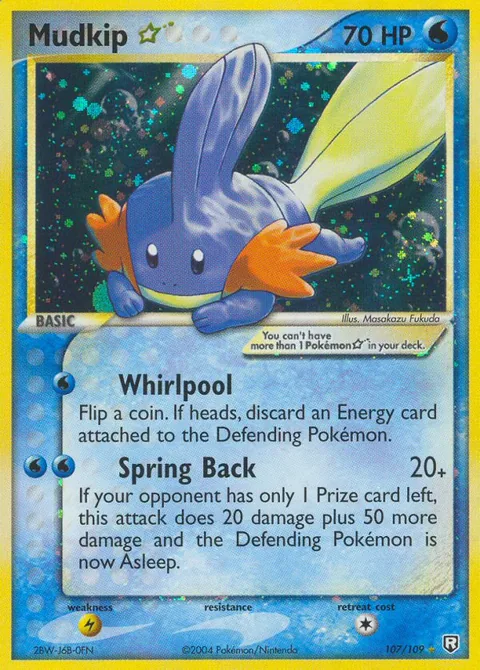 Mudkip ★ card, number 107/109, Rare Holo Star