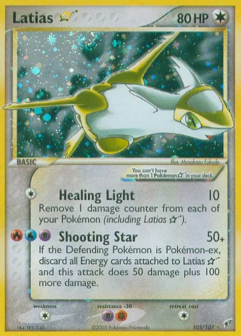 Latias ★ card, number 105/107, Rare Holo Star