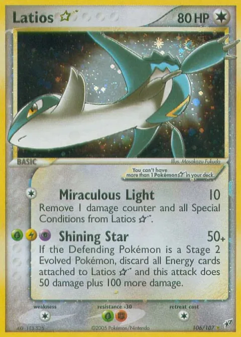 Latios ★ card, number 106/107, Rare Holo Star