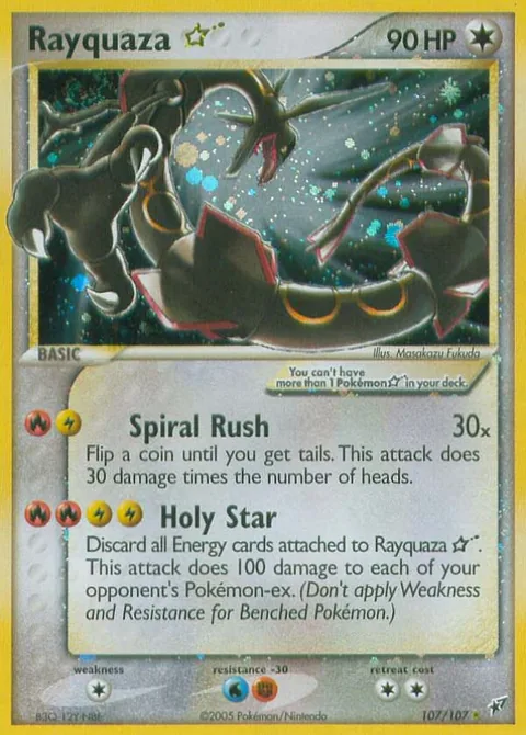 Rayquaza ★ card, number 107/107, Rare Holo Star