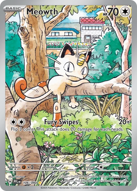 Meowth card, number 106/094, Illustration Rare