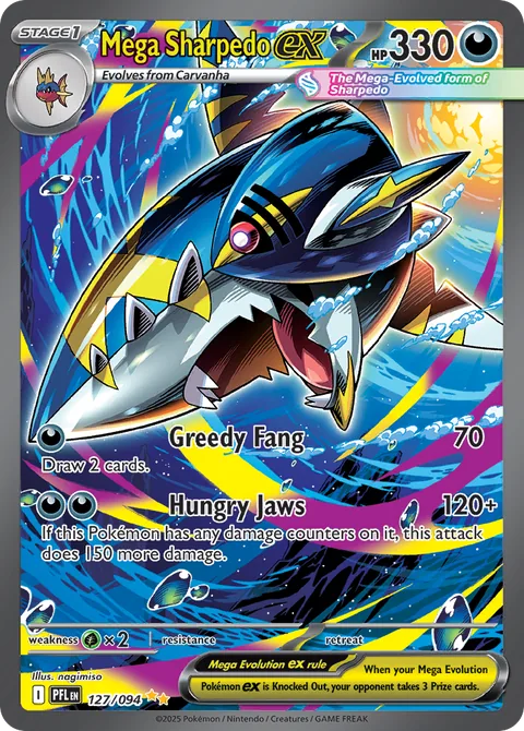 Mega Sharpedo ex card, number 127/094, Special Illustration Rare