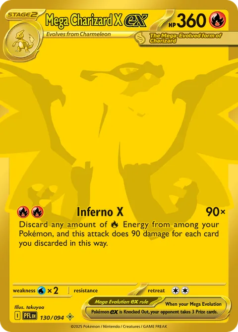 Mega Charizard X ex card, number 130/094, Mega Hyper Rare
