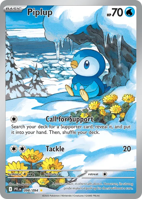 Piplup card, number 098/094, Illustration Rare