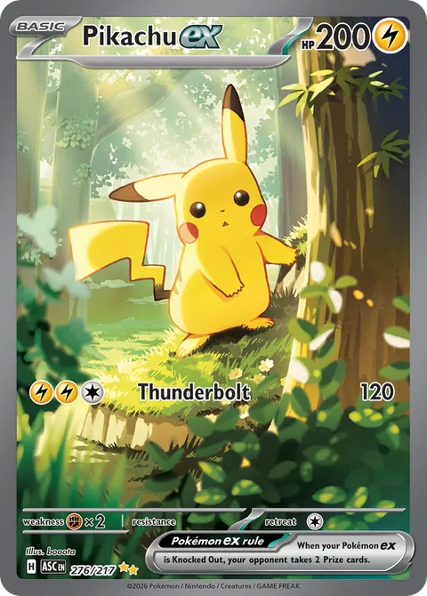 Pikachu ex card, number 276/217, Special Illustration Rare