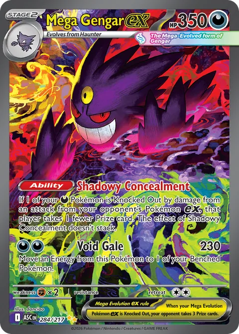 Mega Gengar ex card, number 284/217, Special Illustration Rare
