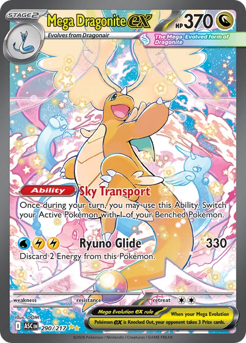 Mega Dragonite ex card, number 290/217, Special Illustration Rare