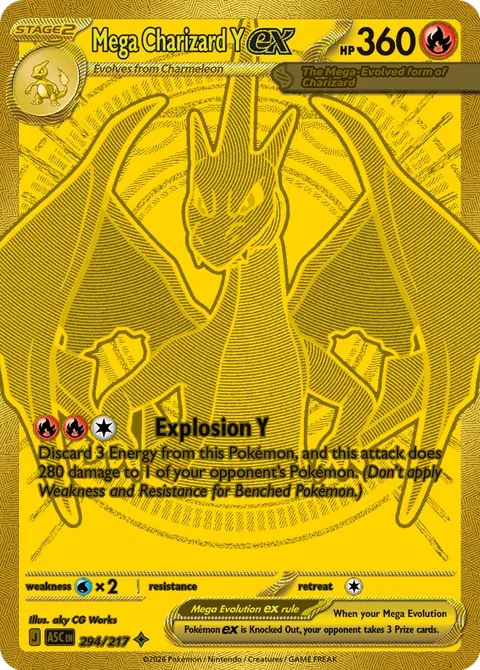 Mega Charizard Y ex card, number 294/217, Mega Hyper Rare