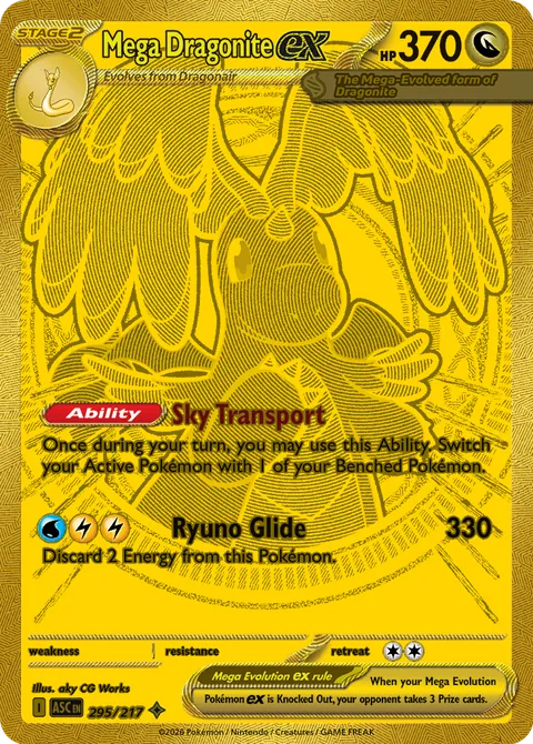 Mega Dragonite ex card, number 295/217, Mega Hyper Rare