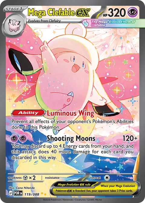 Mega Clefable ex card, number 119/088, Special Illustration Rare
