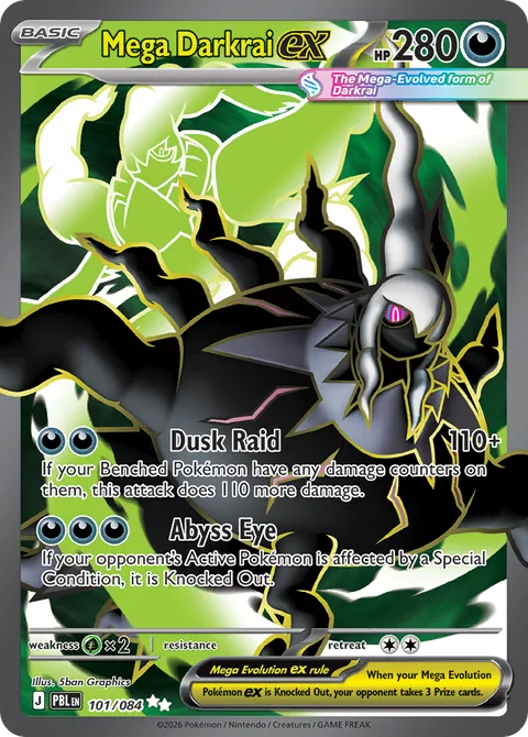 Mega Darkrai ex card, number 101/084, Ultra Rare