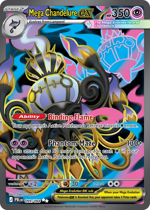 Mega Chandelure ex card, number 099/084, Ultra Rare