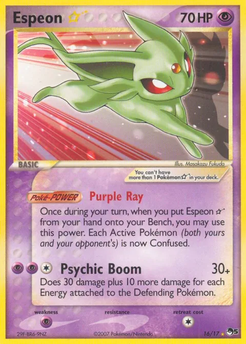 Espeon ★ card, number 16/17, Rare