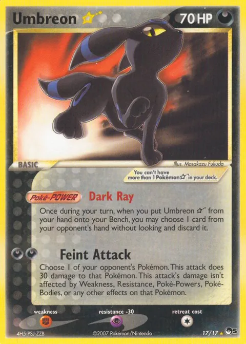 Umbreon ★ card, number 17/17, Rare