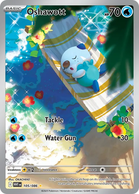 Oshawott card, number 105/086, Illustration Rare
