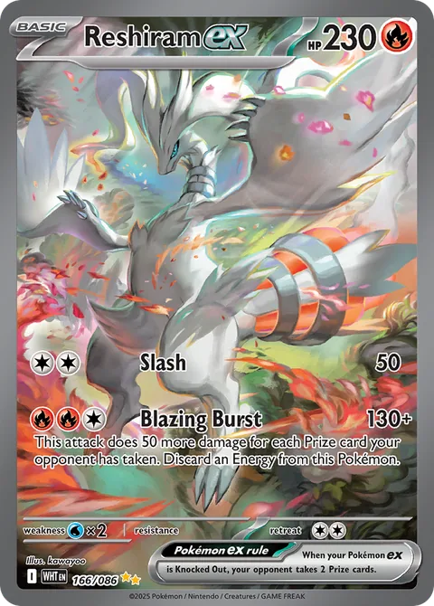 Reshiram ex card, number 166/086, Special Illustration Rare