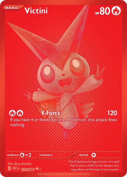 Victini card, number 172/086, Black White Rare