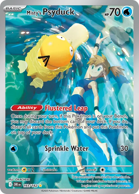 Misty's Psyduck card, number 193/182, Illustration Rare