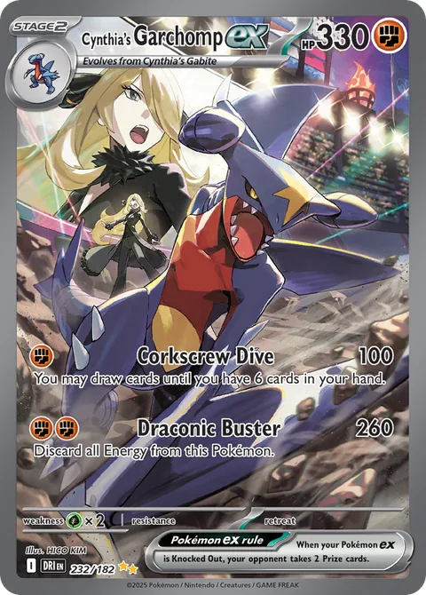 Cynthia's Garchomp ex card, number 232/182, Special Illustration Rare