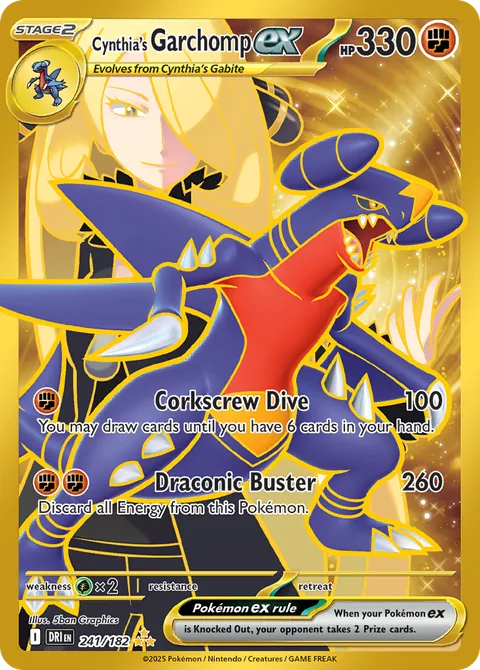 Cynthia's Garchomp ex card, number 241/182, Hyper Rare