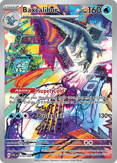 Baxcalibur card, number 210/193, Illustration Rare, illustrated by Tomokazu Komiya