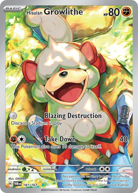 Hisuian Growlithe card, number 181/167, Illustration Rare
