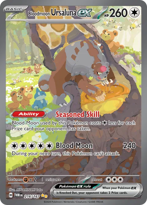Bloodmoon Ursaluna ex card, number 216/167, Special Illustration Rare