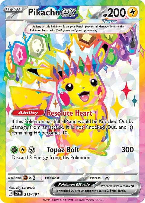 Pikachu ex card, number 219/191, Ultra Rare