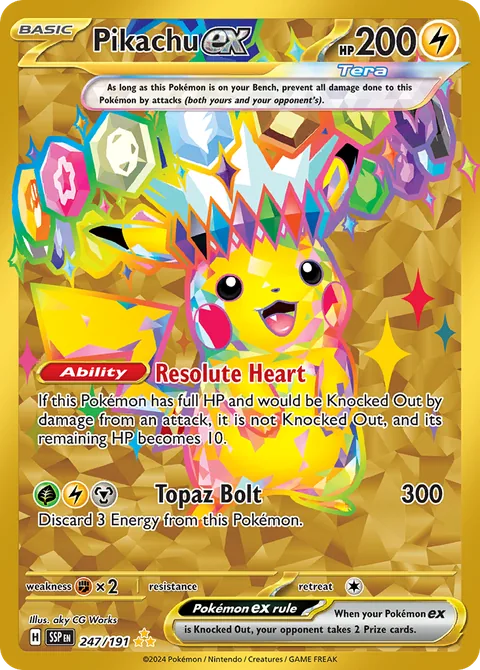 Pikachu ex card, number 247/191, Hyper Rare