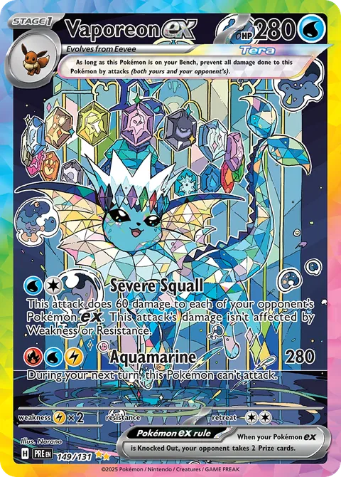 Vaporeon ex card, number 149/131, Special Illustration Rare