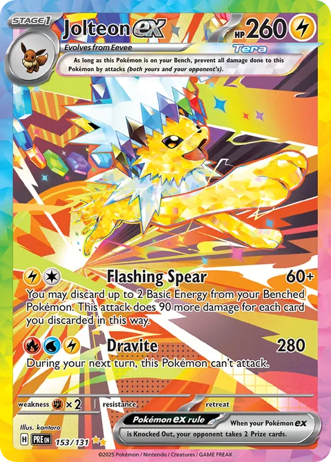 Jolteon ex card, number 153/131, Special Illustration Rare