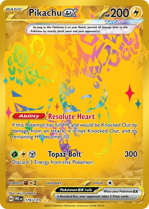 Pikachu ex card, number 179/131, Hyper Rare