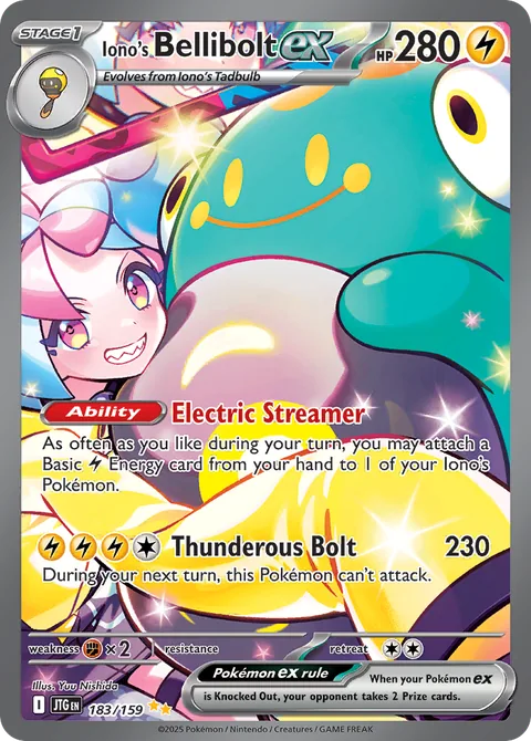 Iono's Bellibolt ex card, number 183/159, Special Illustration Rare
