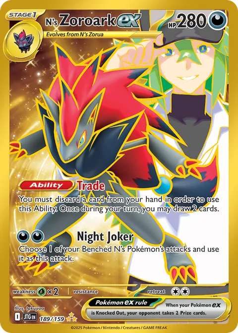 N's Zoroark ex card, number 189/159, Hyper Rare