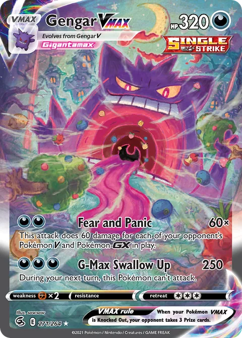 Gengar VMAX card, number 271/264, Rare Rainbow