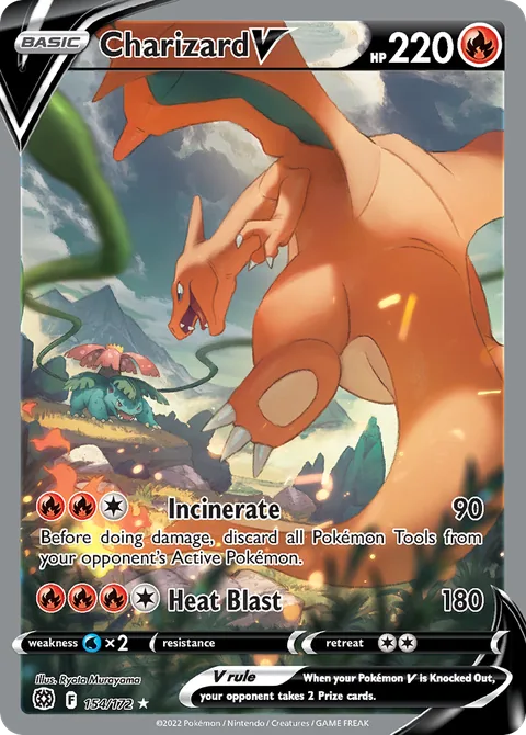 Charizard V card, number 154/172, Rare Ultra