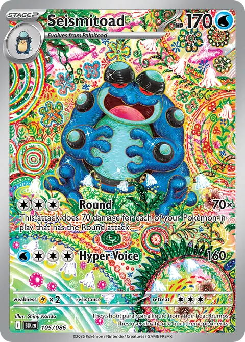Seismitoad card, number 105/086, Illustration Rare