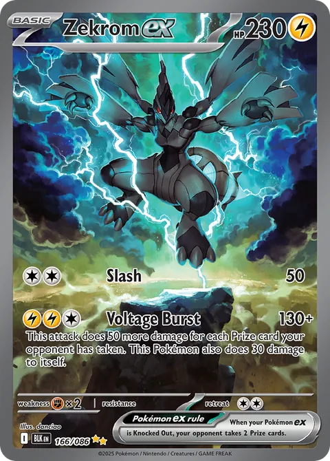 Zekrom ex card, number 166/086, Special Illustration Rare